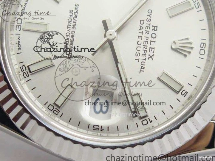 Fluted Best 1:1 Oyster On Dial Silver Bezel SS 41mm 126334 Bracelet Edition A3235 DateJust Noob 0214